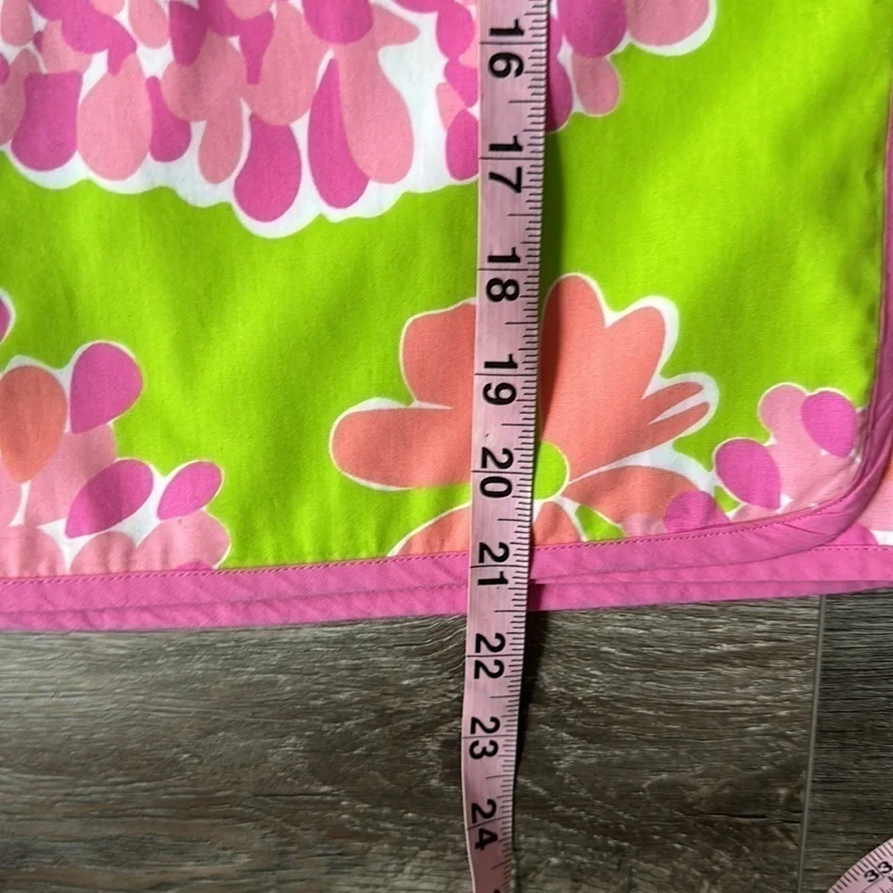 Lilly Pulitzer skirt wrap around A line green pink size 10 floral pronted spring - Picture 6 of 9